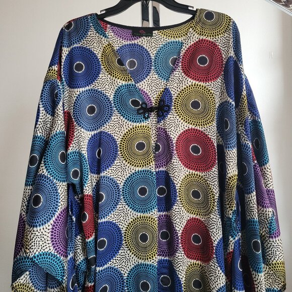 Aya de Cauville Dresses & Skirts - Aya de Cauville African Geometric Print Kimono Maxi Dress (One Size)